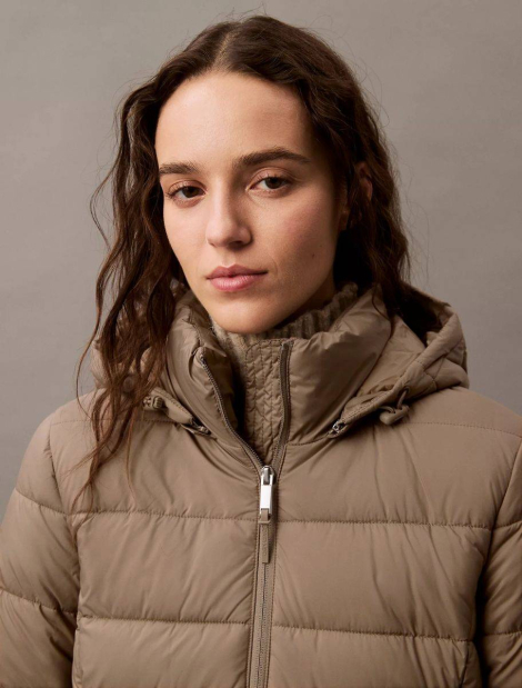 Легкая стеганая куртка Calvin Klein с капюшоном 1159837554 (Коричневый XS)