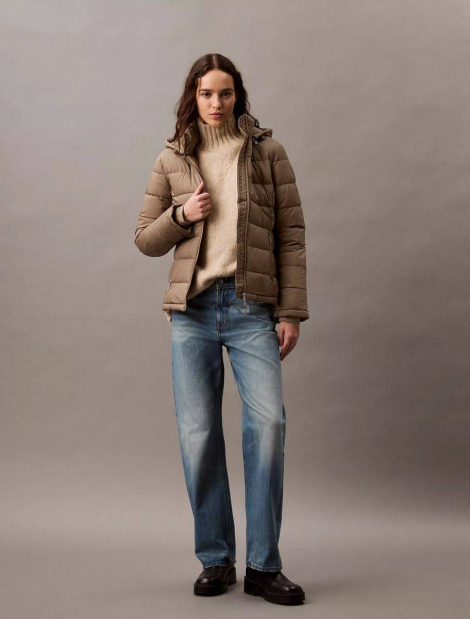 Легкая стеганая куртка Calvin Klein с капюшоном 1159837554 (Коричневый XS)