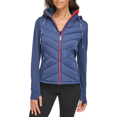 Женская стеганая куртка с капюшоном Tommy Hilfiger 1159838041 (Синий XL)