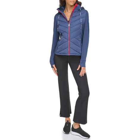 Жіноча стьобана куртка з капюшоном Tommy Hilfiger 1159838041 (Синій XL)
