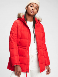 Стеганая теплая женская куртка GAP art174087 (Красный, размер XS)