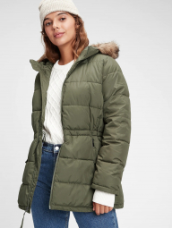 Стеганая теплая женская куртка GAP art825515 (Зеленый, размер XL)