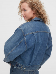 Укороченная джинсовая куртка женская GAP оверсайз art603741 (Синий, размер XS)