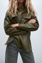 Куртка-рубашка женская ZARA 1159762051 (Зеленый, L)