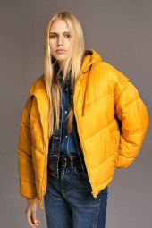 Женская куртка ZARA со съемными рукавами пуховик 1159762052 (Желтый, XS)