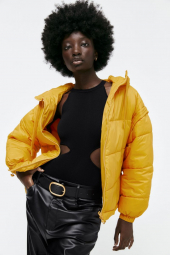 Женская куртка ZARA со съемными рукавами пуховик 1159762052 (Желтый, XS)