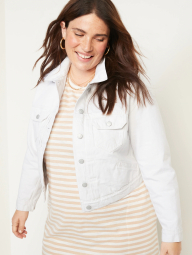 Женская укороченная джинсовая куртка Old Navy 1159764013 (Белый, XL)