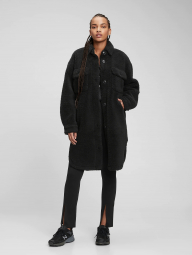 Женская куртка-рубашка Gap оверсайз пальто из шерпы 1159766989 (Черный, M)