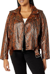 Женская куртка Levi's кожанка на молнии с поясом 1159782801 (Коричневый, 1X)