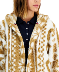 Женская меховая куртка Tommy Hilfiger шерпа 1159775912 (Белый/Коричневый, L)