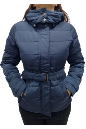 Женская куртка с капюшоном Pepe Jeans пуховик с поясом 1159782933 (Синий, S)