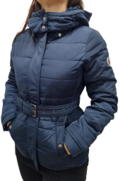 Женская куртка с капюшоном Pepe Jeans пуховик с поясом 1159782933 (Синий, S)