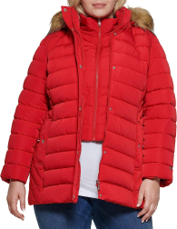 Женская стеганая куртка Tommy Hilfiger на молнии 1159783277 (Красный, 0X)