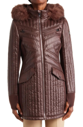 Водостойкая стеганая женская куртка Michael Kors 1159786089 (Коричневый, XS)