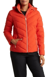Женская яркая куртка Michael Kors пуховик на молнии 1159793528 (Оранжевый, XS)