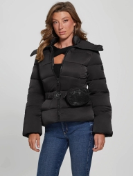 Жіноча стьобана куртка Guess з поясом 1159794832 (Чорний, M)