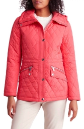 Водонепроницаемая стеганая куртка Michael Kors с капюшоном 1159796319 (Розовый, S)