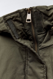 Укороченная куртка ZARA с капюшоном 1159798457 (Зеленый, XS)