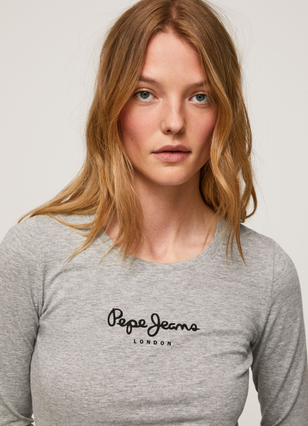 Женский лонгслив Pepe Jeans London кофта с логотипом 1159779871 (Серый, XS)