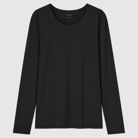 Женский лонгслив Uniqlo 1159782680 (Черный, XL)