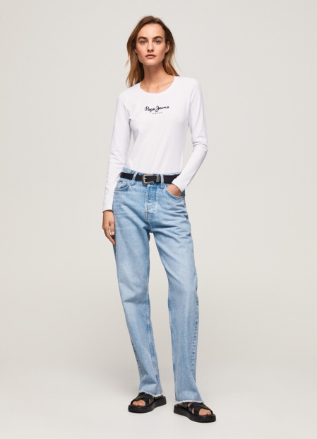 Женский лонгслив Pepe Jeans London кофта с логотипом 1159786217 (Белый, M)