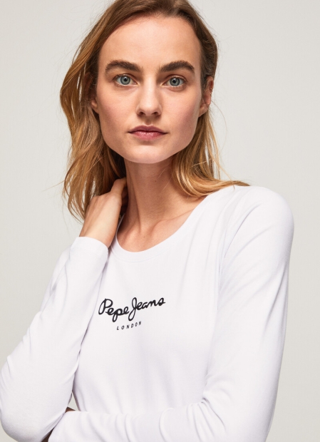 Женский лонгслив Pepe Jeans London кофта с логотипом 1159786217 (Белый, M)