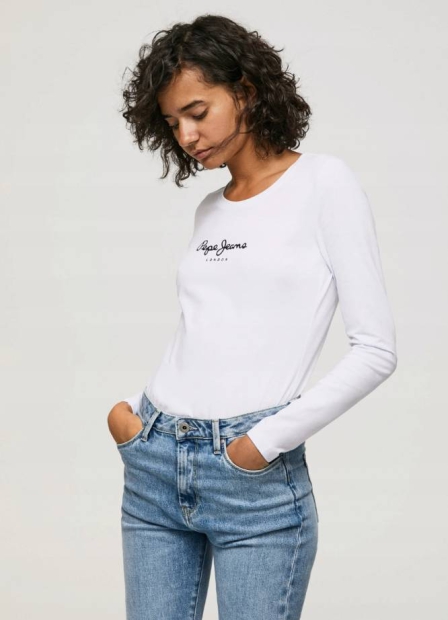 Женский лонгслив Pepe Jeans London кофта с логотипом 1159786217 (Белый, M)