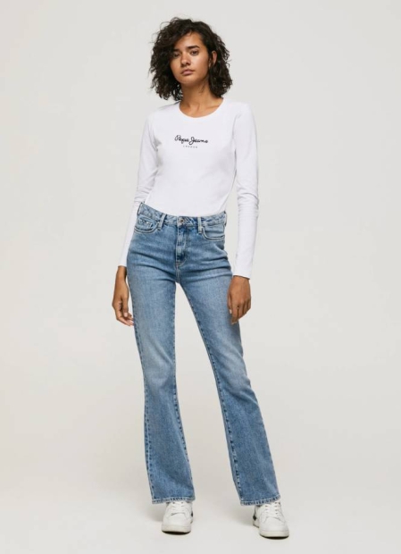 Женский лонгслив Pepe Jeans London кофта с логотипом 1159786217 (Белый, M)