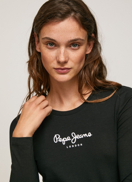 Женский лонгслив Pepe Jeans London кофта с логотипом 1159786227 (Черный, S)