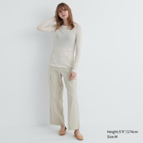 Жіночий лонгслів Uniqlo в рубчик 1159795313 (Білий, XL)