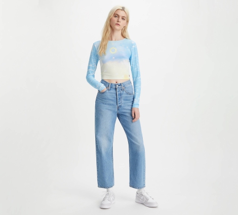 Жіночий укорочений лонгслів Levi's 1159799264 (Блакитний, XS)