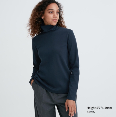 Эластичный лонгслив UNIQLO водолазка 1159800526 (Синий, XXL)