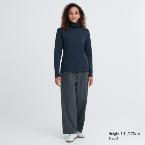 Эластичный лонгслив UNIQLO водолазка 1159798843 (Синий, XS)