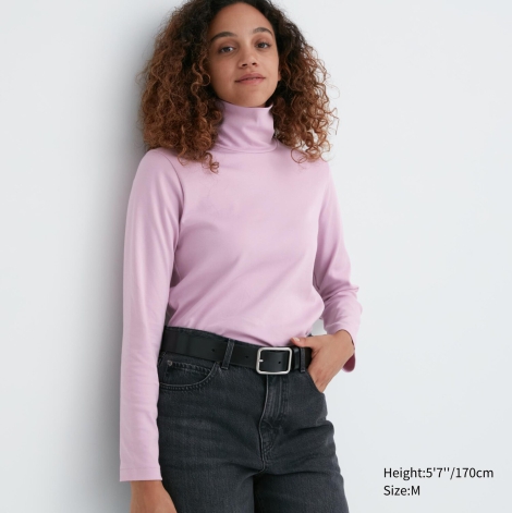 Эластичный лонгслив UNIQLO водолазка 1159798849 (Розовый, S)