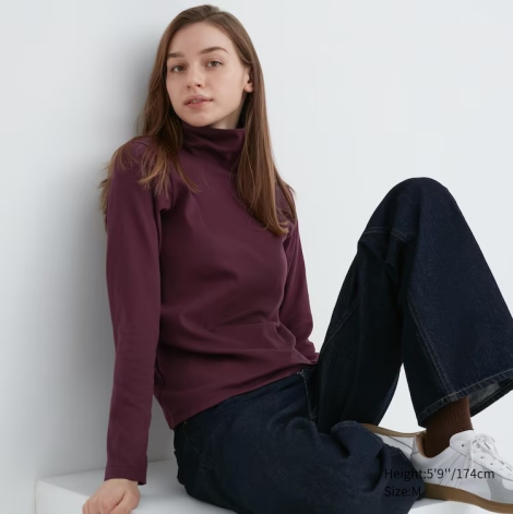 Еластичний лонгслів UNIQLO водолазка 1159799121 (Бордовий, XS)