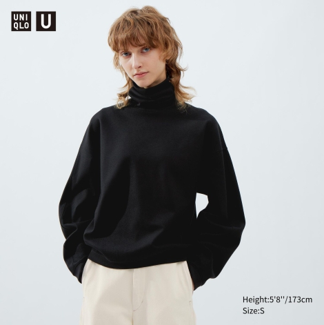 Стильний лонгслів Uniqlo водолазка 1159801876 (Чорний, XS)