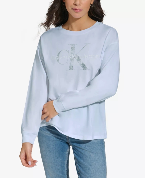 Женский лонгслив Calvin Klein с логотипом 1159816881 (Голубой XL)