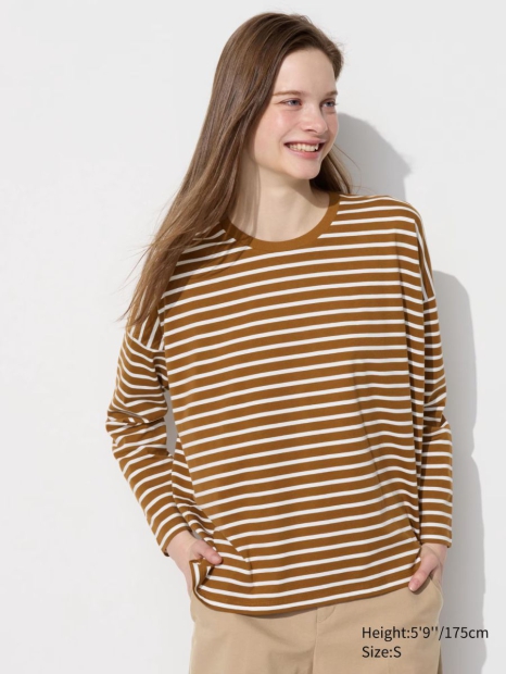 Стильний лонгслів Uniqlo 1159821289 (Коричневий M)