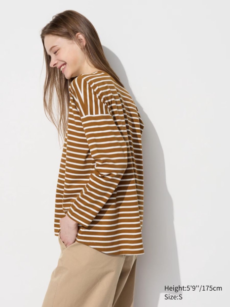 Стильний лонгслів Uniqlo 1159821289 (Коричневий M)