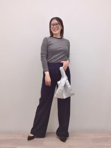 Эластичный лонгслив в рубчик UNIQLO в полоску 1159828543 (Черный XL)