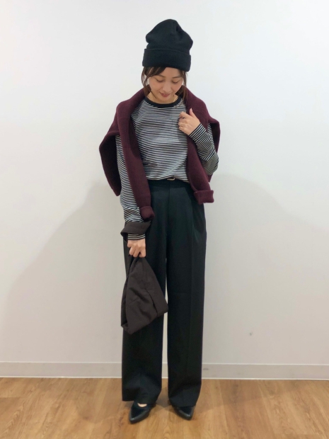 Эластичный лонгслив в рубчик UNIQLO в полоску 1159828543 (Черный XL)