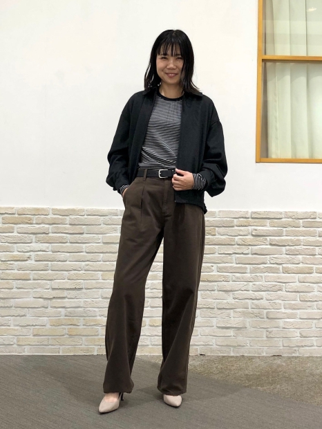 Эластичный лонгслив в рубчик UNIQLO в полоску 1159828543 (Черный XL)