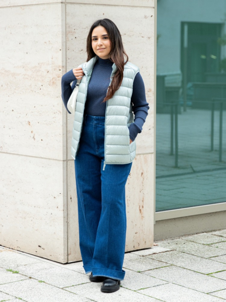 Эластичный лонгслив UNIQLO водолазка в рубчик 1159832855 (Синий M)
