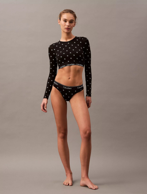 Жіночий укорочений лонгслів Calvin Klein зі вшитими філіжанками 1159833552 (Чорний M)