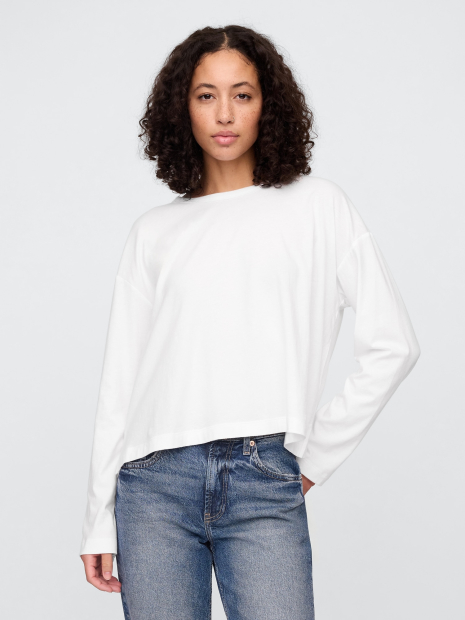 Женский лонгслив GAP укороченный 1159835102 (Белый XXL)