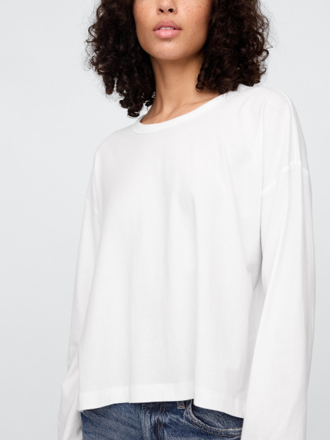 Женский лонгслив GAP укороченный 1159835102 (Белый XXL)