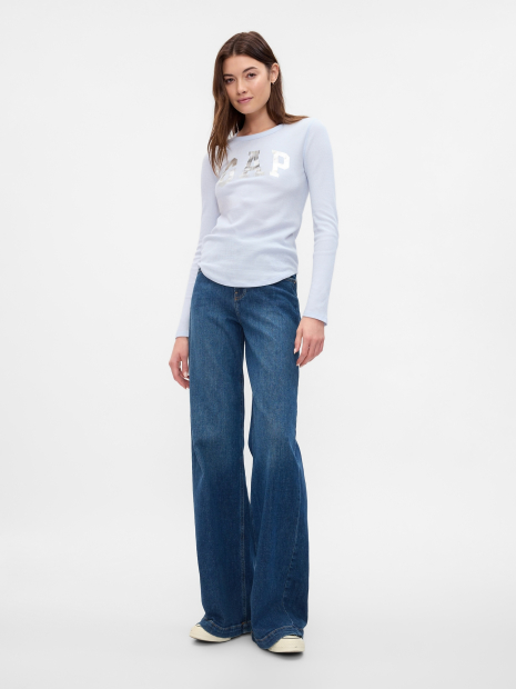 Жіночий лонгслів GAP кофта вафельна 1159837039 (Блакитний S)