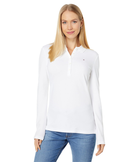 Жіночий лонгслів жіночий Tommy Hilfiger з сорочковим коміром 1159837261 (Білий XL)