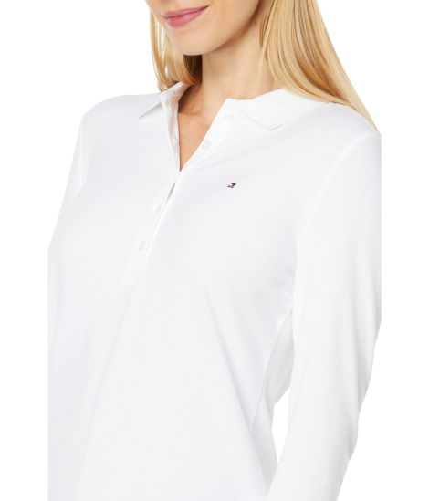 Жіночий лонгслів жіночий Tommy Hilfiger з сорочковим коміром 1159837261 (Білий XL)