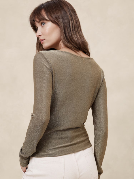 Жіночий блискучий лонгслів Banana Republic 1159837381 (Золотистий XXL)